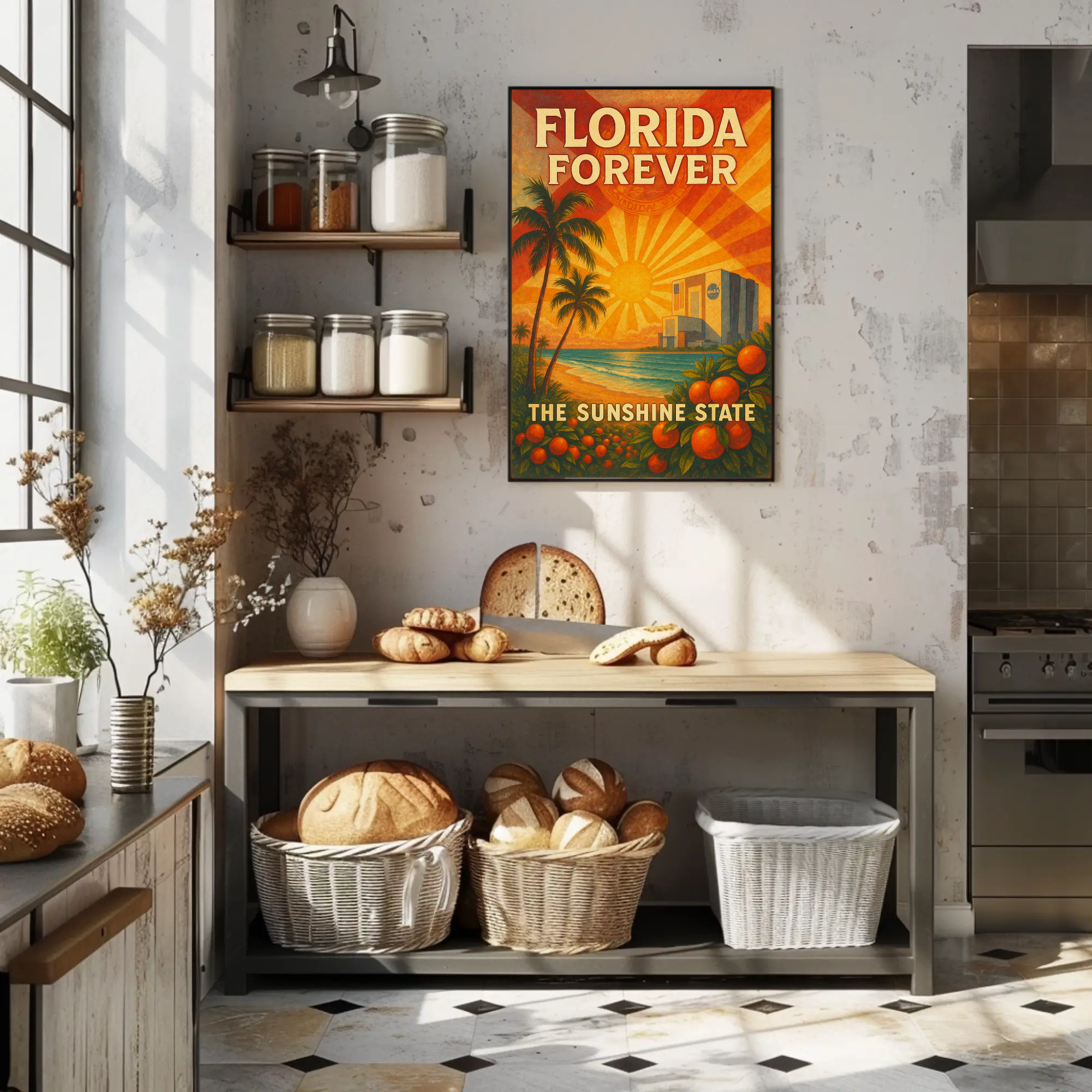 Florida's Iconic Sunshine Vintage Travel Poster