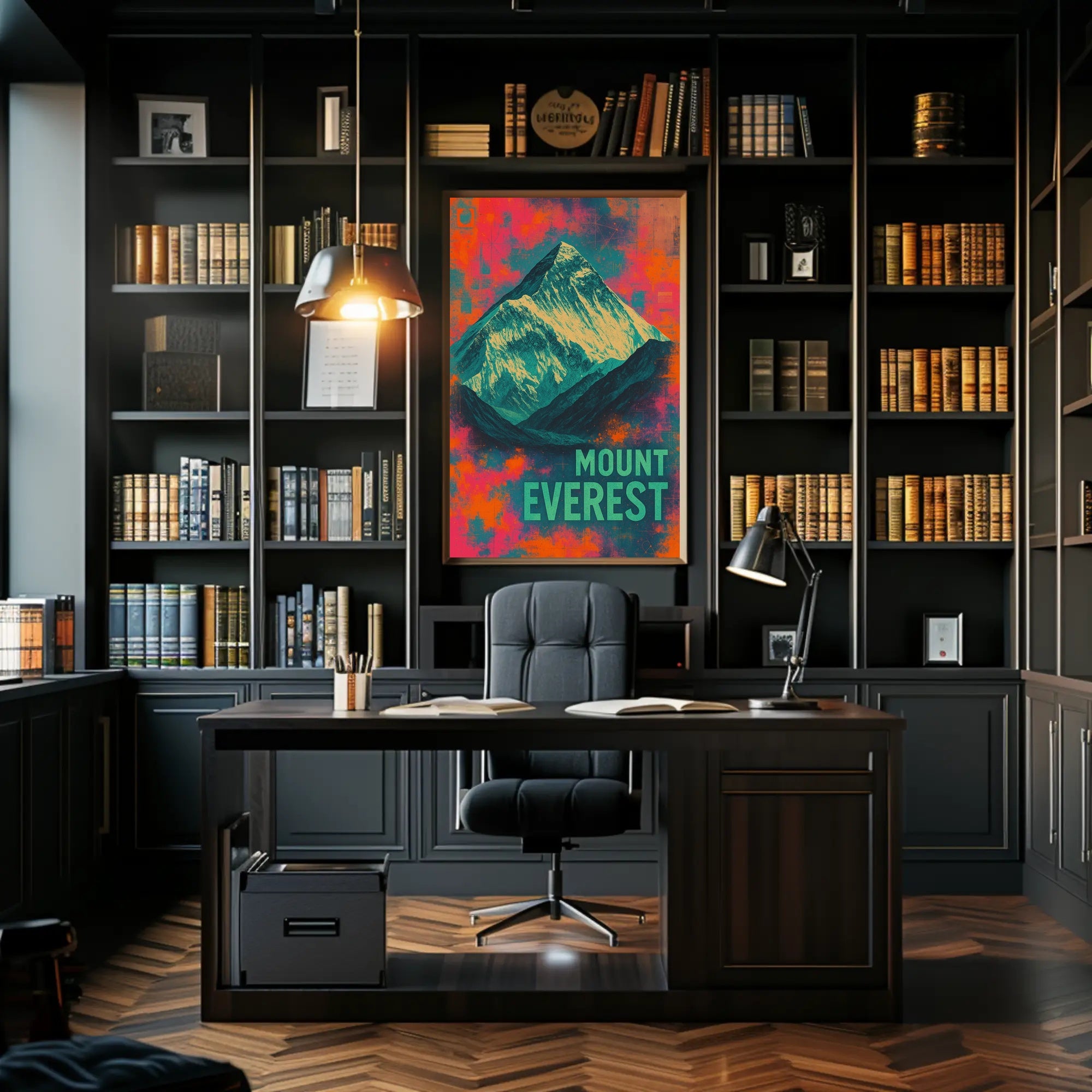Mount Everest Abstract Art, Vibrant Modern National Park Poster