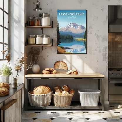 Lassen Volcanic National Park Mountain Lake Nature Travel Poster