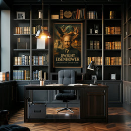 Dwight Eisenhower Presidential Era 1950s America Patriotic Realism Art Deco Poster