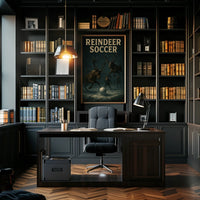 REINDEER SOCCER: Whimsical Holiday Fantasy Poster Art