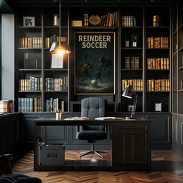 REINDEER SOCCER: Whimsical Holiday Fantasy Poster Art