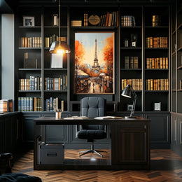 Eiffel Tower Street Scene Autumn Travel Poster
