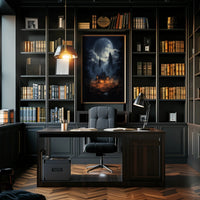 Moonlit Cabin In The Woods Poster