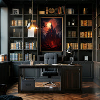 Haunted Castle Under Blood Moon Poster PosterGoat