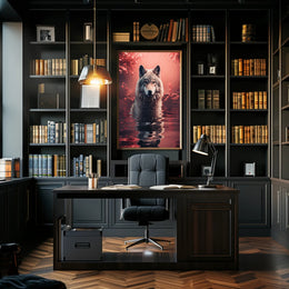 Majestic Wolf In Enchanted Waters Poster PosterGoat