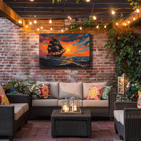 Majestic Sailing Ship at Sunset Art Poster