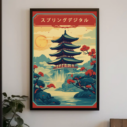 Japan Pagoda Vintage Travel Poster