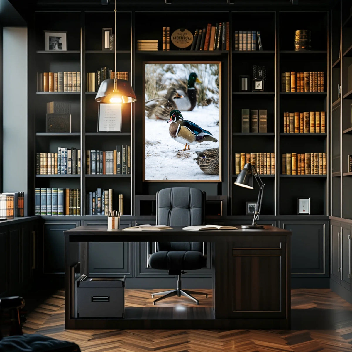 Winter Serenity Ducks In Snow Poster