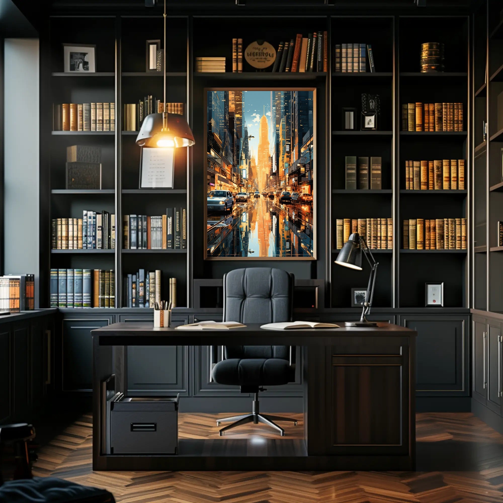 Modern Cityscape Skyline: Urban Lifestyle Artistic Poster