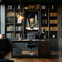 Winter Wonderland Teddy Bear Watercolor Art Poster