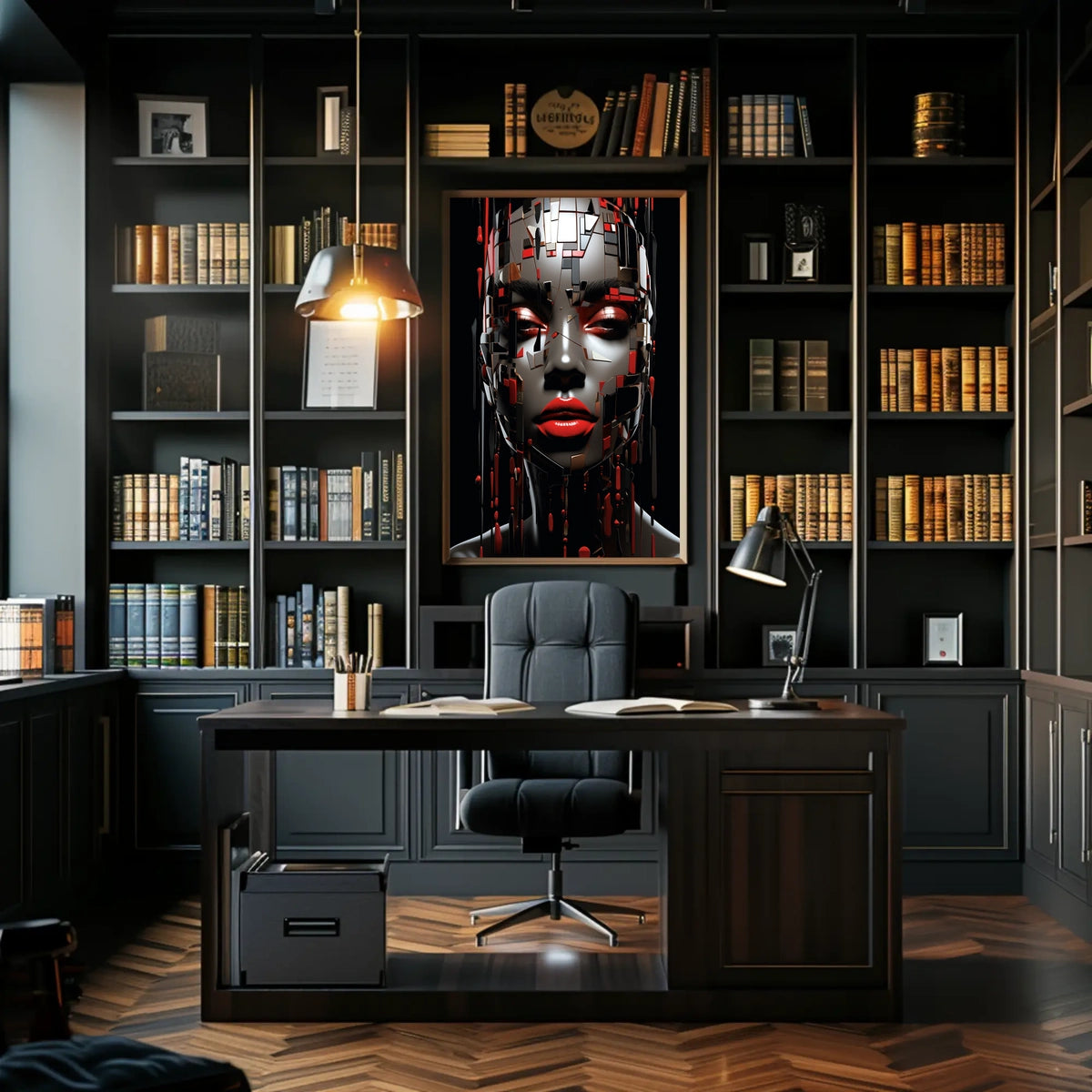 Futuristic Abstract Face Poster: Digital Art Print