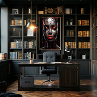 Futuristic Abstract Face Poster: Digital Art Print