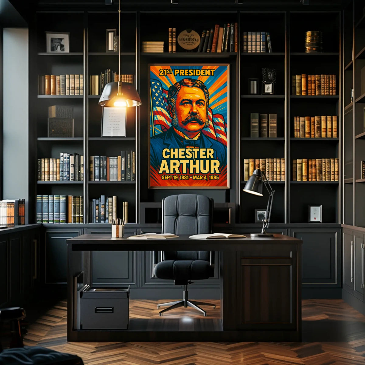 Chester A. Arthur 21st President of the United States Colorful Comic Book Style Poster