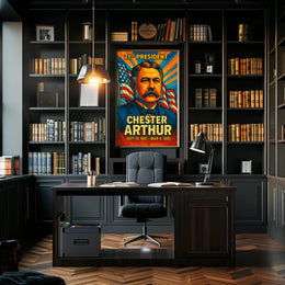 Chester A. Arthur 21st President of the United States Colorful Comic Book Style Poster