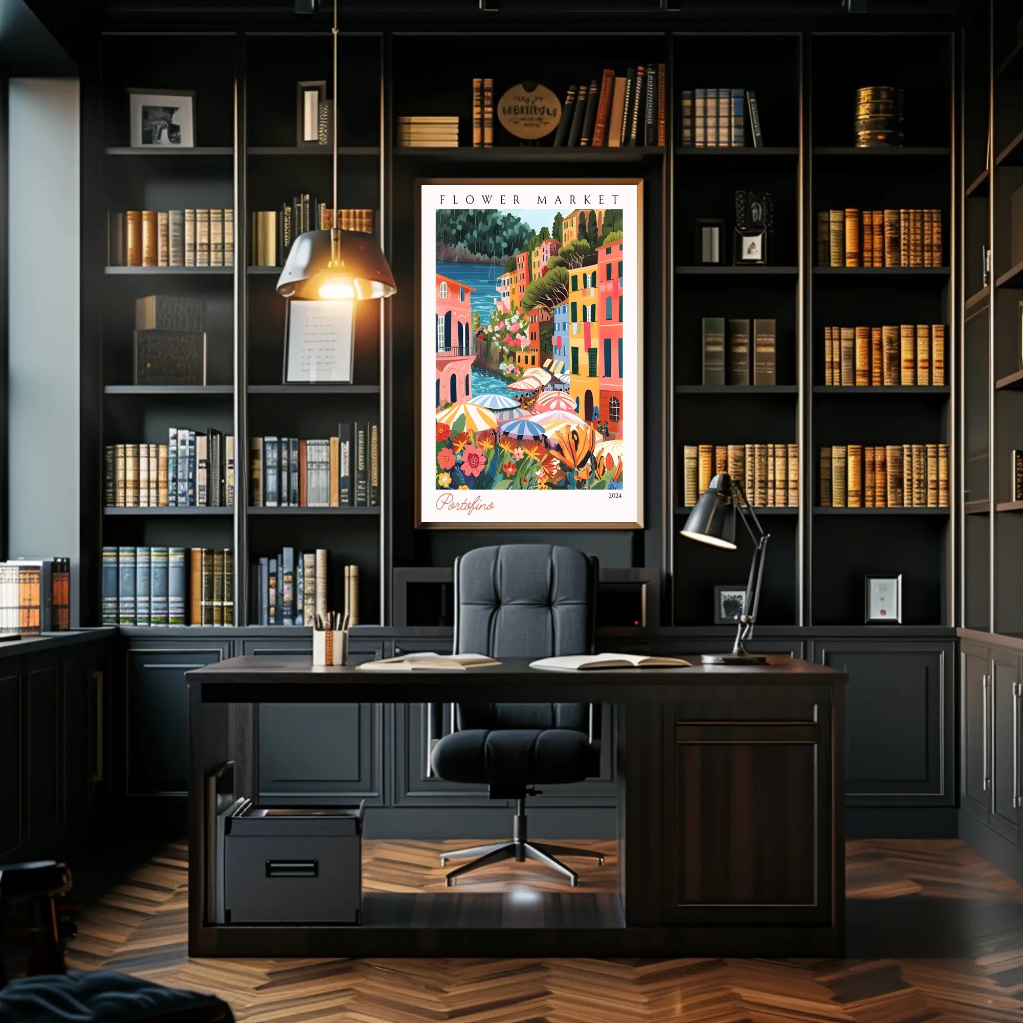 Portofino Flower Market Poster PosterGoat