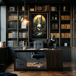 Dramatic Wilderness Skull Scene Art Print - Abstract, Artistic, or Pop Culture Poster