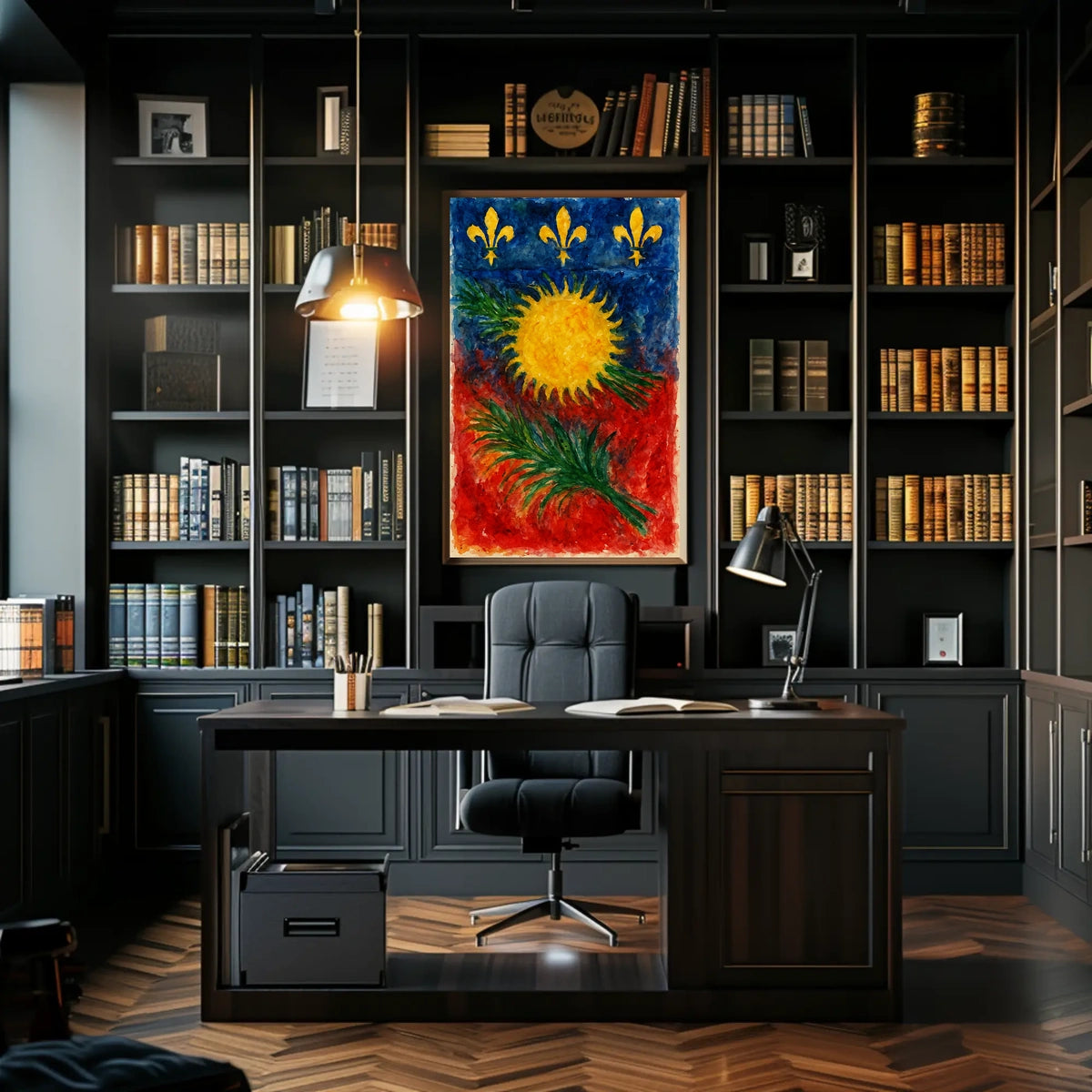 Vibrant Heraldic Sunburst Poster