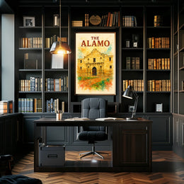 Alamo Watercolor Poster: Historic Texas Revolution Art