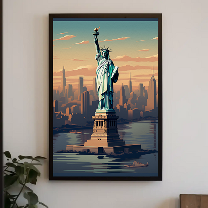 New York Liberty Vintage Travel Poster