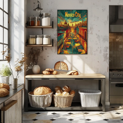Mexico City Sunset Modern Skyline Travel Poster