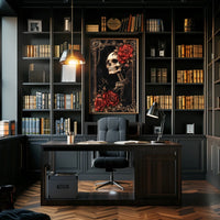 Skull and Roses Art in Ornate Baroque Artistic Poster