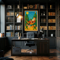 Santa's Cozy Christmas Hammock Mosaic Art Poster