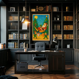 Santa's Cozy Christmas Hammock Mosaic Art Poster