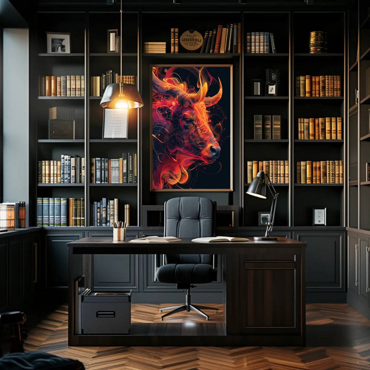 Fiery Bull Abstraction Abstract Poster