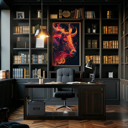 Fiery Bull Abstraction Abstract Poster