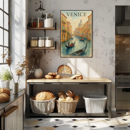 Venice Italy Gondolas Romantic Canal Scene Travel Poster