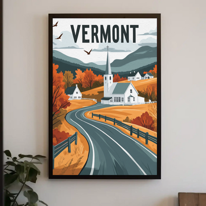 Vermont Vintage Poster - Fall Countryside