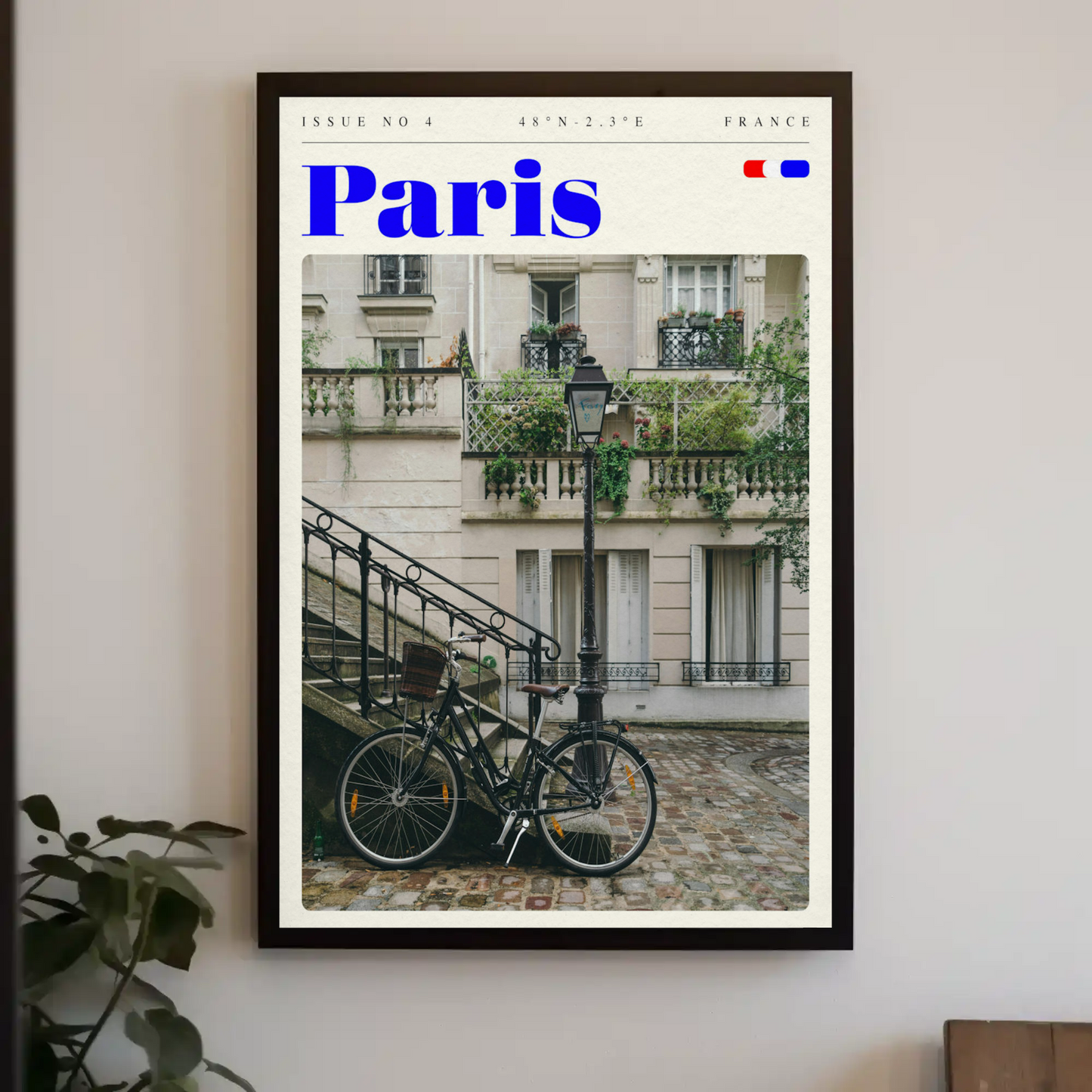 Parisian Street Bike Scene Vintage Travel Poster