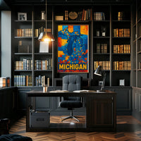 Mosaic Map of Michigan Poster