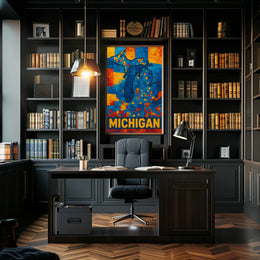 Mosaic Map of Michigan Poster