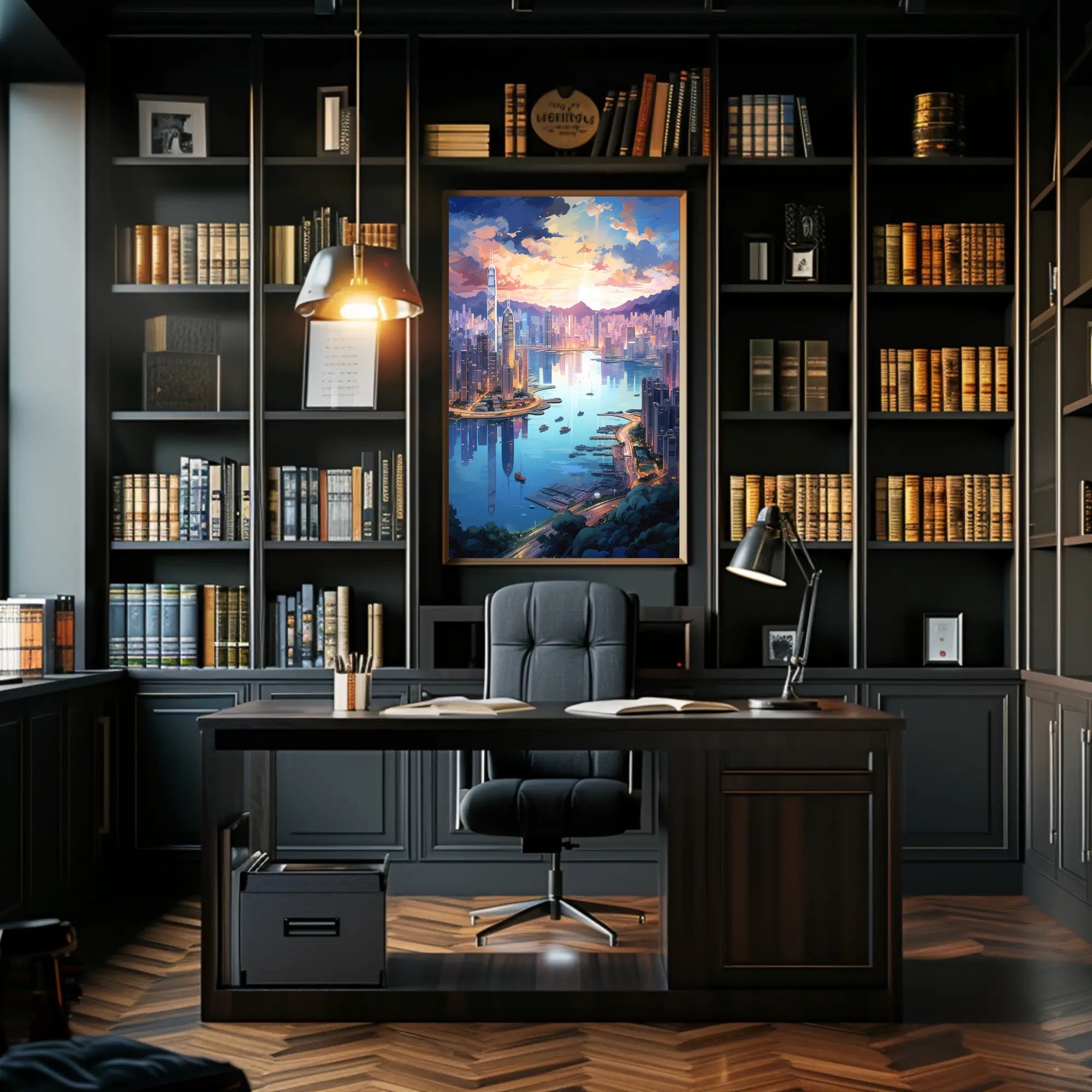 Modern Cityscape Art Vibrant Urban Scene Artistic Poster