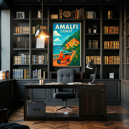Amalfi Coast Adventure Poster Wall Art Coastal Decor 18x24