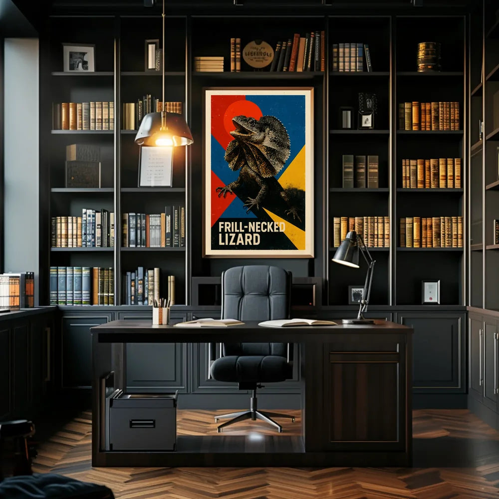 Frill-Neck Lizard Wildlife Art Poster