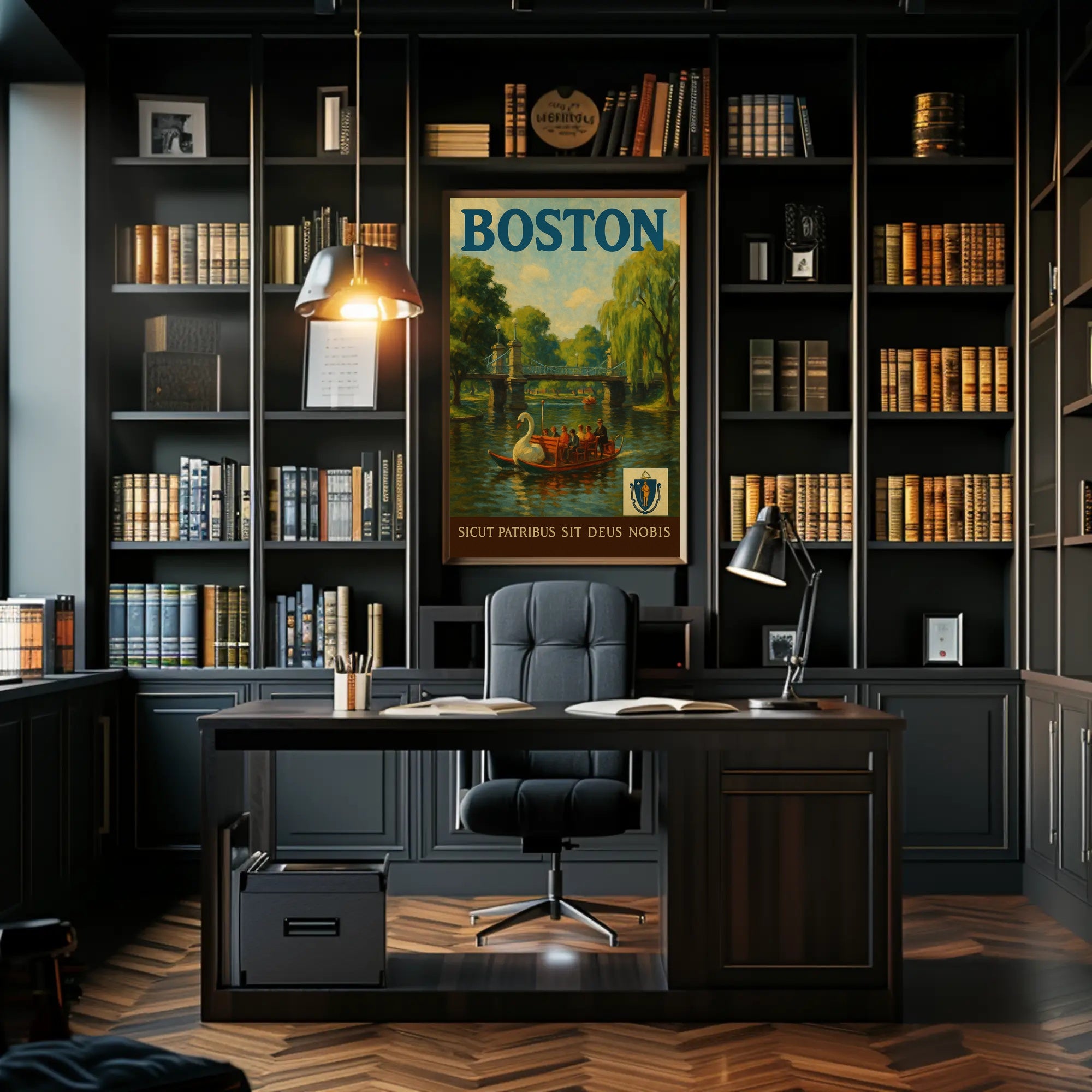 Charming Boston Public Garden Vintage Travel Poster