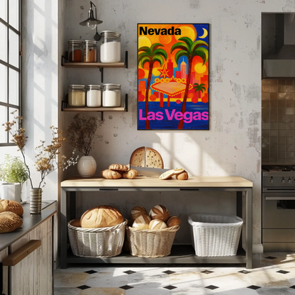 Nevada Las Vegas Neon Lights Nightlife Poster Poster