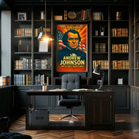 Andrew Johnson 17th President of the United States Colorful Comic Book Style Poster