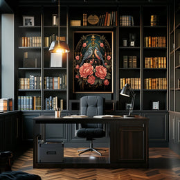 Art Nouveau Birds and Roses Vintage Poster