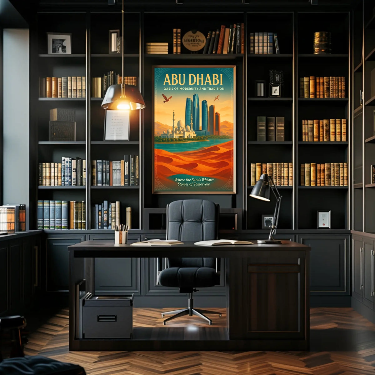 Abu Dhabi Modern Tradition Cityscape Travel Poster