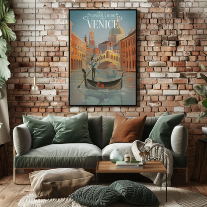 Venice - Gondola Ride Vintage Travel Poster