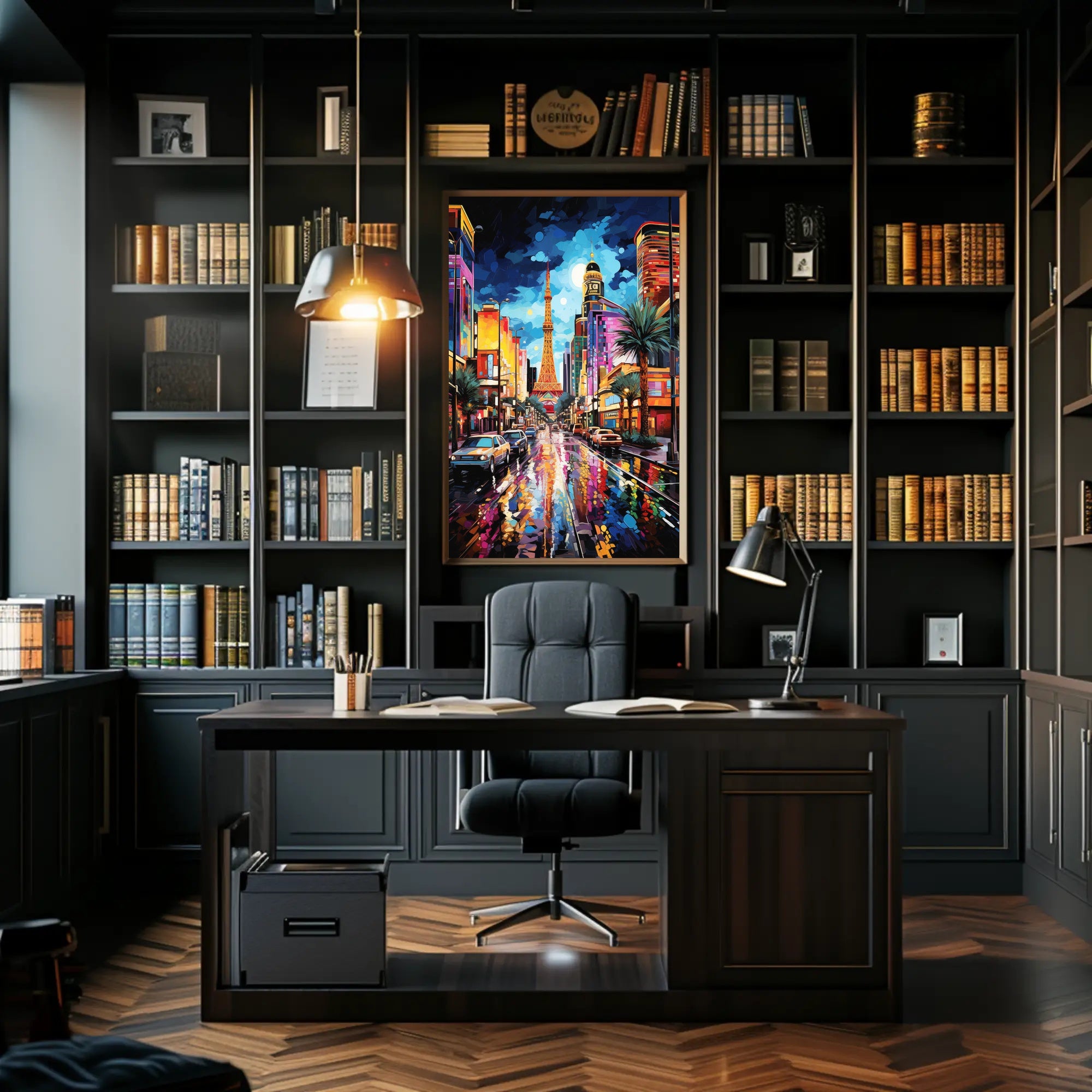 Vibrant Cityscape Nightlife Surreal Parisian Dream Artistic Poster