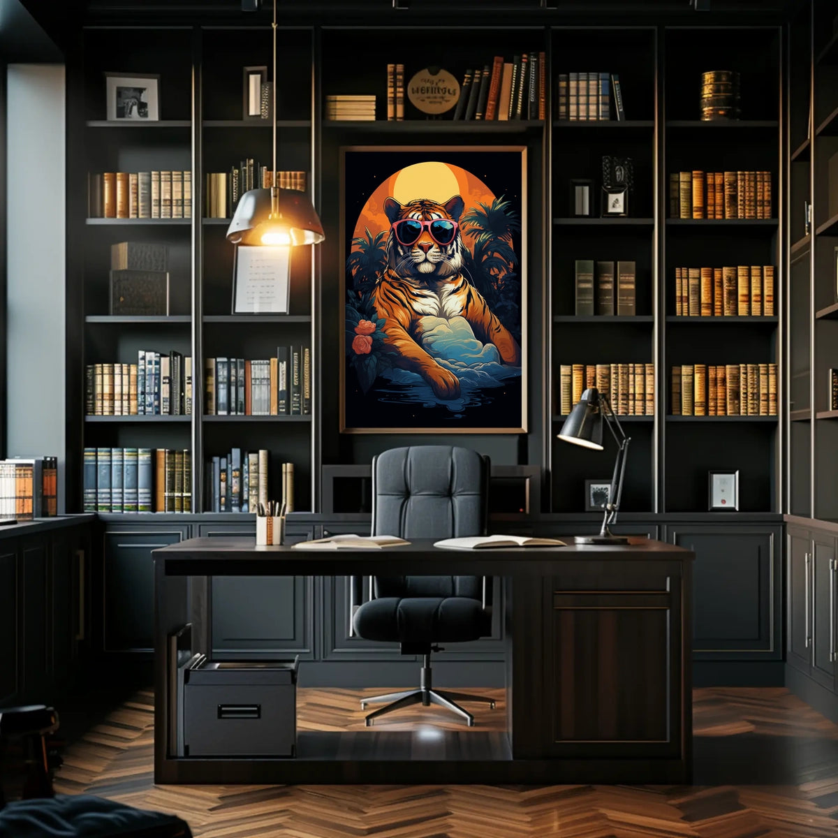 Stylized Tiger Tropical Escape Animal Poster