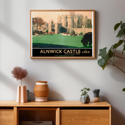 Alnwick Castle - It's Quicker by Rail Poster