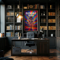 Glendale Arizona Palm Vibrant Digital Painting Poster