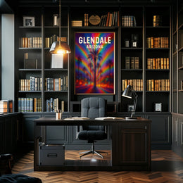 Glendale Arizona Palm Vibrant Digital Painting Poster