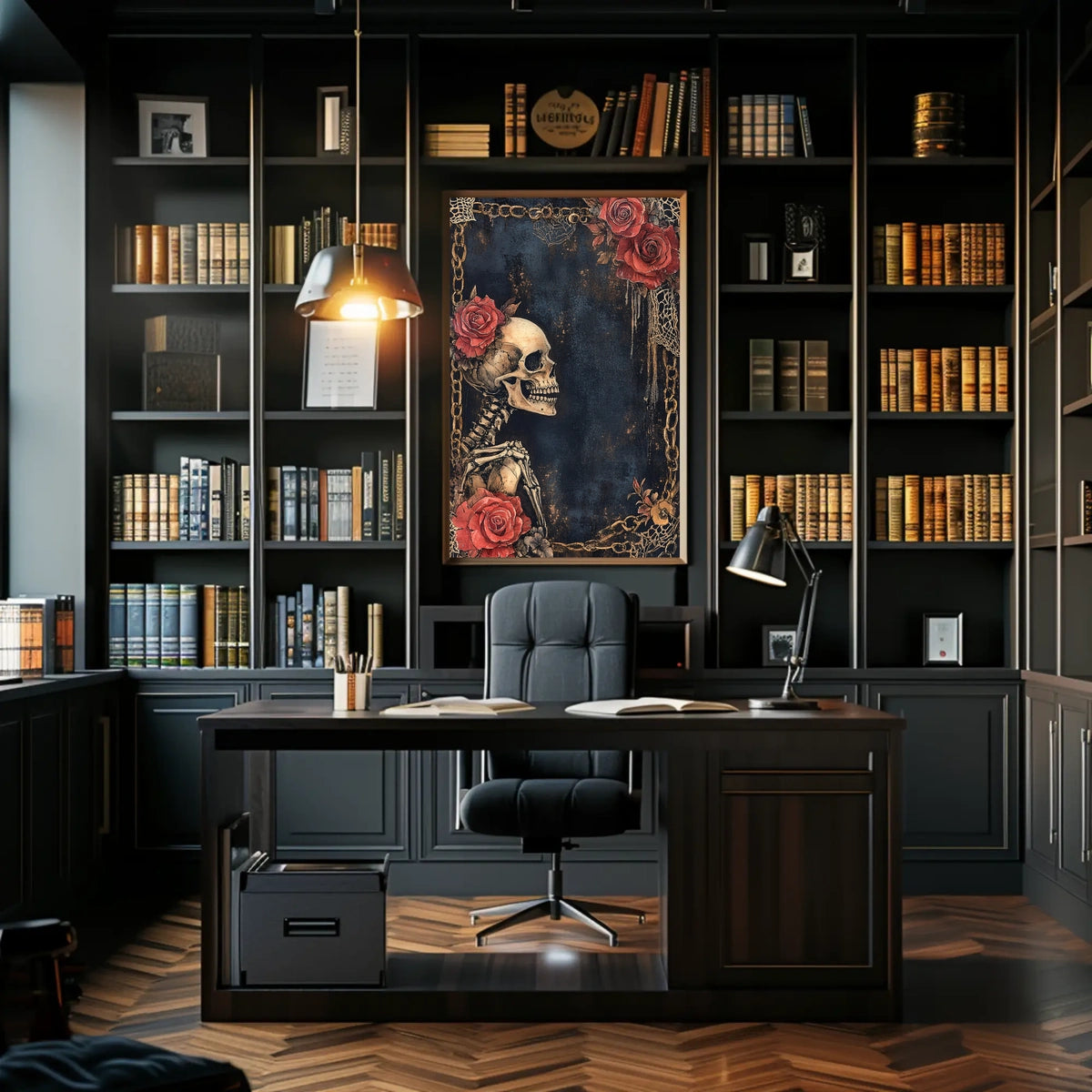 Gothic Skeleton Roses Artistic Poster
